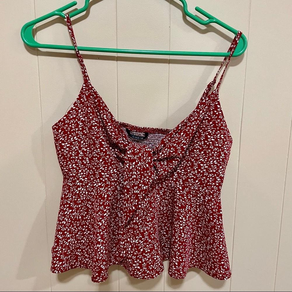 SHEIN tie front flare top